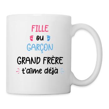 Fille ou garçon grand frère t'aime déjà - Mug blanc - blanc - Droite