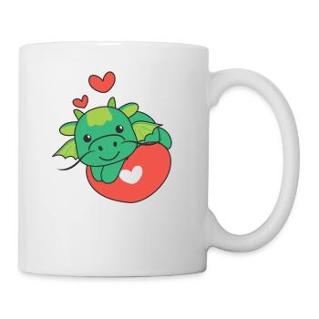 Dragon for Valentine's Day cute animals hearts - Mug - white - Right
