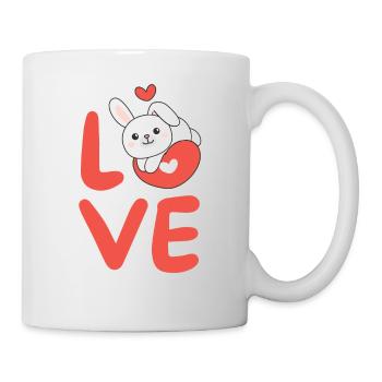 Lapin pour la Saint-Valentin Animaux mignons Cœurs Amour - Mug blanc - blanc - Droite