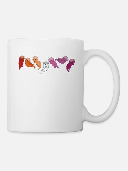 Lesbische Flag Pride LGBTQ süßer Otter - Tasse - Weiß