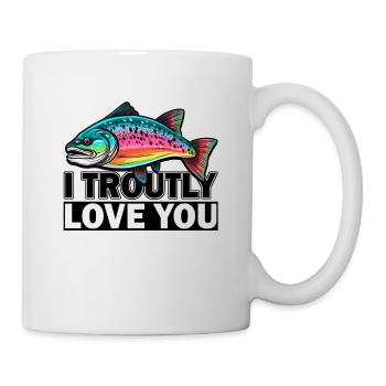 I Troutly Love Trout Fishing - Retro Fly Fishing - Tasse - Weiß - Rechts