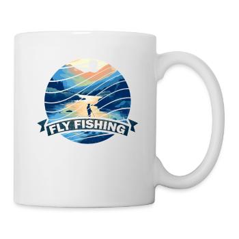 Trout Fly Fishing in the River Retro Fly Fishing - Tasse - Weiß - Rechts