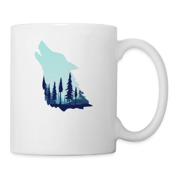 Heulender Wolf mit Wald - Tasse - Weiß - Rechts