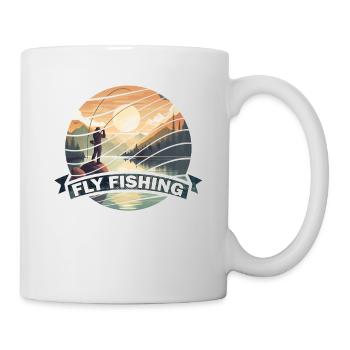 Trout Fly Fishing in the River - Vintage Inspired - Tasse - Weiß - Rechts