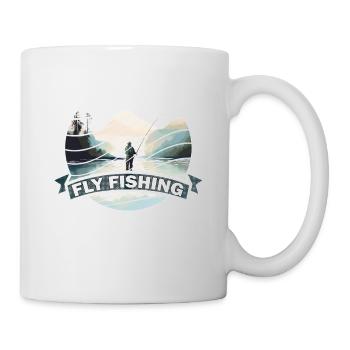 Trout Fly Fishing in the River - Retro Fly Fishing - Tasse - Weiß - Rechts