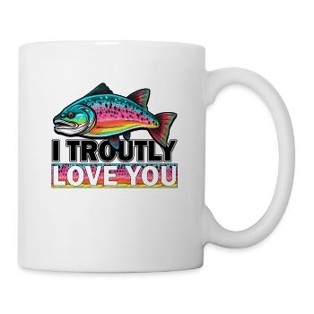 I Troutly Love Rainbow Trout Fishing - Vintage Fly - Tasse - Weiß - Rechts