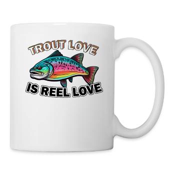 Trout Love is Reel Love For Vintage Fly Fishing - Tasse - Weiß - Rechts
