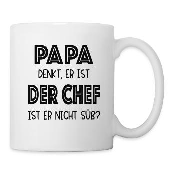 Papa denkt er ist der Chef, ist er nicht süß? - Tasse - Weiß - Rechts