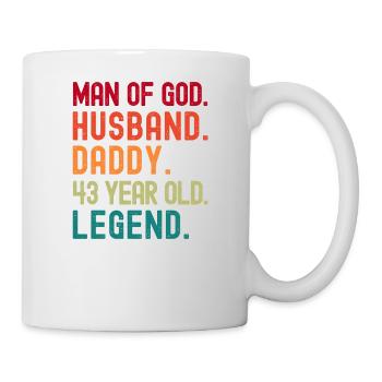 Mann Gottes Ehemann Papa Jahrgang 43. Geburtstag - Tasse - Weiß - Rechts
