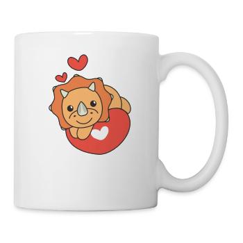 Triceratops pour la Saint-Valentin mignons animaux coeurs - Mug blanc - blanc - Droite