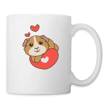 Meerschweinchen zum Valentinstag süße Tiere Herzen - Tasse - Weiß - Rechts