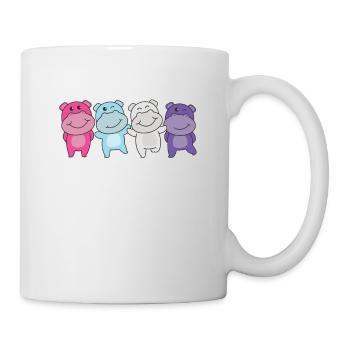 Multisexuell Flag Pride LGBTQ süße Hippos - Tasse - Weiß - Rechts
