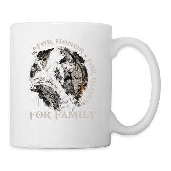Wikinger Spruch, Honor Glory Family, Norse Viking - Tasse - Weiß - Rechts