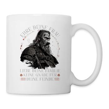 Wikinger Spruch, Ehre Deine Frau, Norse Viking - Tasse - Weiß - Rechts