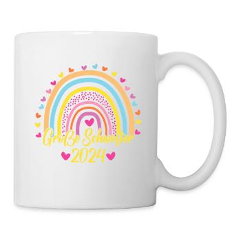 Große Schwester 2024 Boho Regenbogen Design - Tasse - Weiß - Rechts