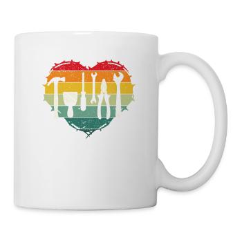 Herz Liebe Handwerker Mechaniker Holzbearbeitung - Tasse - Weiß - Rechts