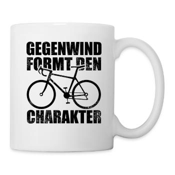 Gegenwind formt den Charakter - Fahrrad Spruch - Tasse - Weiß - Rechts