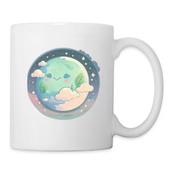Earth Happy Cute Space Science Planet Environment - Mug - white - Right