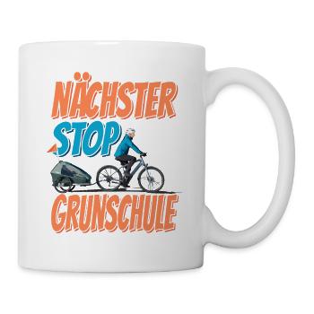 Nächster Stop Grundschule - Fahrrad - Tasse - Weiß - Rechts
