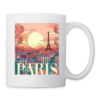 Paris Eiffelturm Bonjour Souvenirs - Tasse - Weiß - Rechts