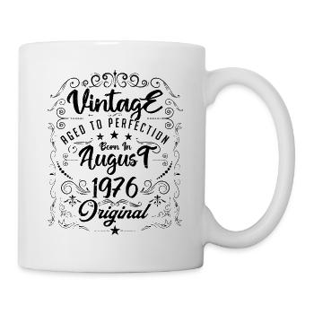 Jahrgang, geboren im August 1976. Jubiläum August 1976 - Tasse - Weiß - Rechts