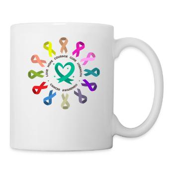 Aufklärung über Krebs , Kampf gegen Krebs , Liebe - Tasse - Weiß - Rechts