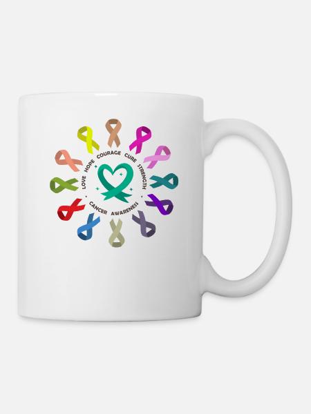 Sensibilisation au cancer , Ruban de lutte contre le cancer , Amour - Mug blanc - blanc
