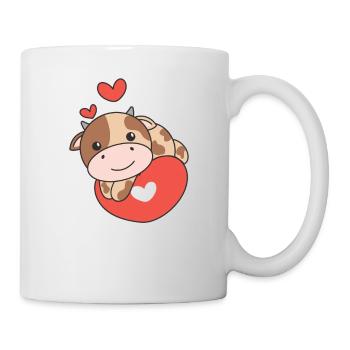 Kuh zum Valentinstag süße Tiere Herzen - Tasse - Weiß - Rechts