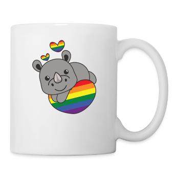 Rainbow Flag Pride LGBTQ Mignon Rhino Love - Mug blanc - blanc - Droite