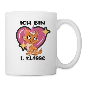 Ich Bin 1 Klasse Einschulung Schulanfang - Tasse - Weiß - Rechts
