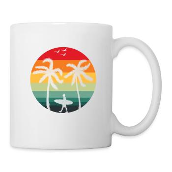 Surfer sous les palmiers - Mug blanc - blanc - Droite