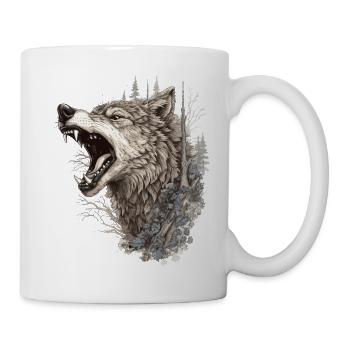 Wolf Wolf Head Scratch Marks Claws Wild Forest Hunter - Mug - white - Right
