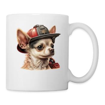 Chihuahua - Feuerwehrmann Feuerwehr Hund Männer - Tasse - Weiß - Rechts