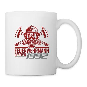 Feuerwehr Feuerwehrmann 1992 Geboren Geburtstag - Tasse - Weiß - Rechts