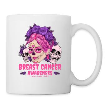 Sugar Skull Pink Ribbon Breast Cancer Awareness - Mug - white - Right