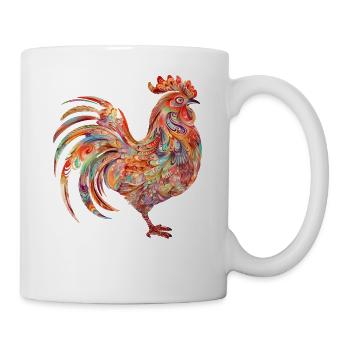 Vibrant Floral Colorful Rooster - Mug - white - Right