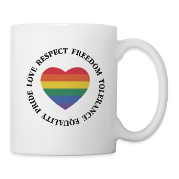 Love Respect Freedom Tolerance Equality Pride - Tasse - Weiß - Rechts