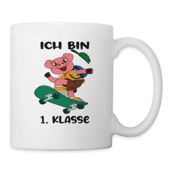 Ich Bin 1 Klasse Einschulung Schulanfang - Tasse - Weiß - Rechts