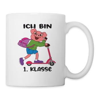 Ich Bin 1 Klasse Einschulung Schulanfang - Tasse - Weiß - Rechts
