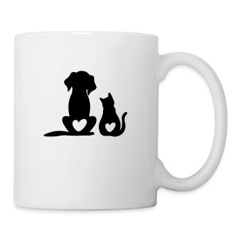 Dog Puppy & Baby Cat Puppy - Animal Dog & Cat Hear - Tasse - Weiß - Rechts