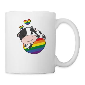 Regenbogen Flag Pride LGBTQ süßes Kuh Love - Tasse - Weiß - Rechts