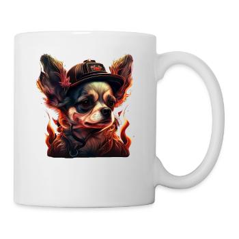 Chihuahua - Feuerwehrmann Feuerwehr Hund Männer - Tasse - Weiß - Rechts