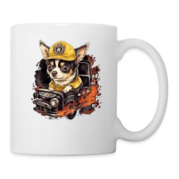 Chihuahua - Feuerwehrmann Feuerwehr Hund Männer - Tasse - Weiß - Rechts