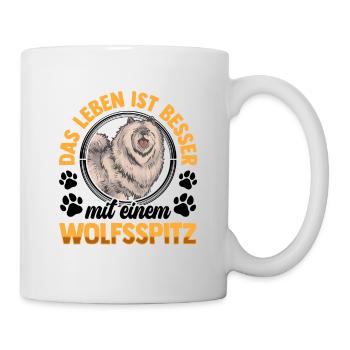 Leben mit Wolfsspitz Deutscher Keeshond - Tasse - Weiß - Rechts
