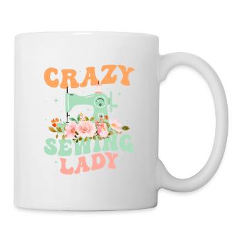 Crazy Sewing Lady Sewing Machine Crafting - Mug blanc - blanc - Droite