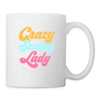 Crazy Sewing Lady Crafting Sewing Machine - Mug blanc - blanc - Droite