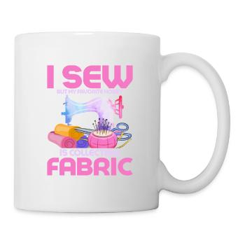 Je couds mais mon passe-temps préféré est la collection de tissus - Mug blanc - blanc - Droite