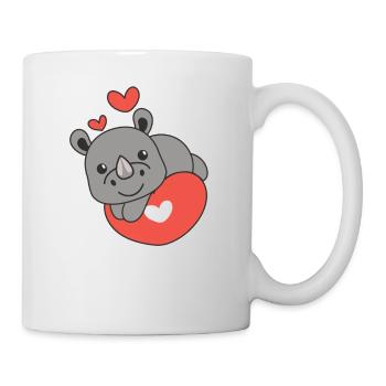Nashorn zum Valentinstag süße Tiere Herzen - Tasse - Weiß - Rechts