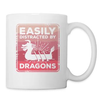 Leicht abgelenkt von Drachen Drachenboot-Paddel - Tasse - Weiß - Rechts