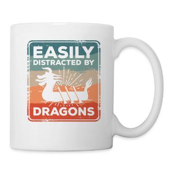 Leicht abgelenkt von Drachen Drachenboot-Paddel - Tasse - Weiß - Rechts